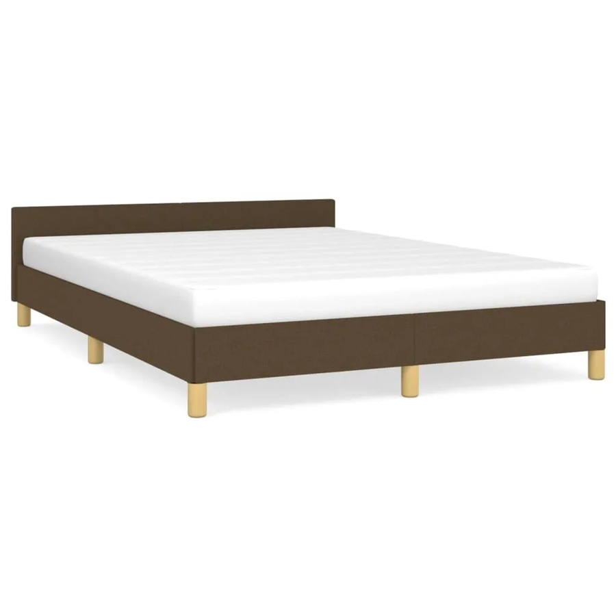 vidaXL Bettgestell mit Kopfteil in Dunkelbraun aus Stoff, B/T/H: 140 x 200 x 143 cm - Bild 2