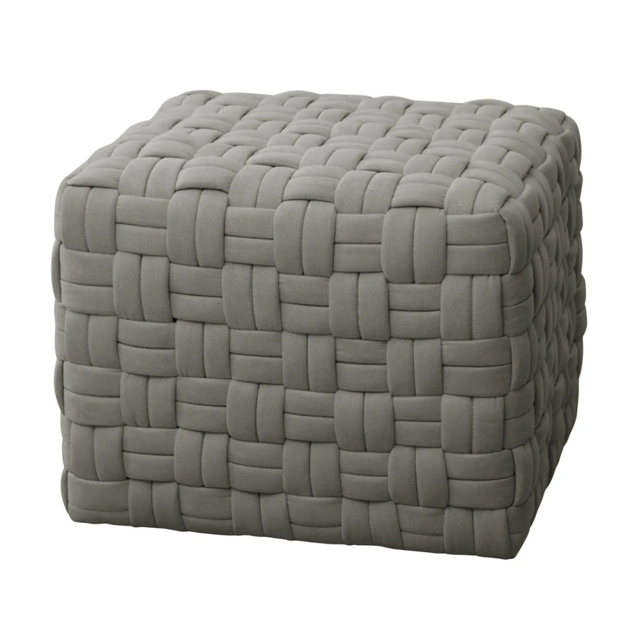 Svita Poppy Sitzpouf Geflochtener Hocker aus Polyleinen in Grau B: 55 cm, T: 42 cm, H: 42 cm - Bild 2
