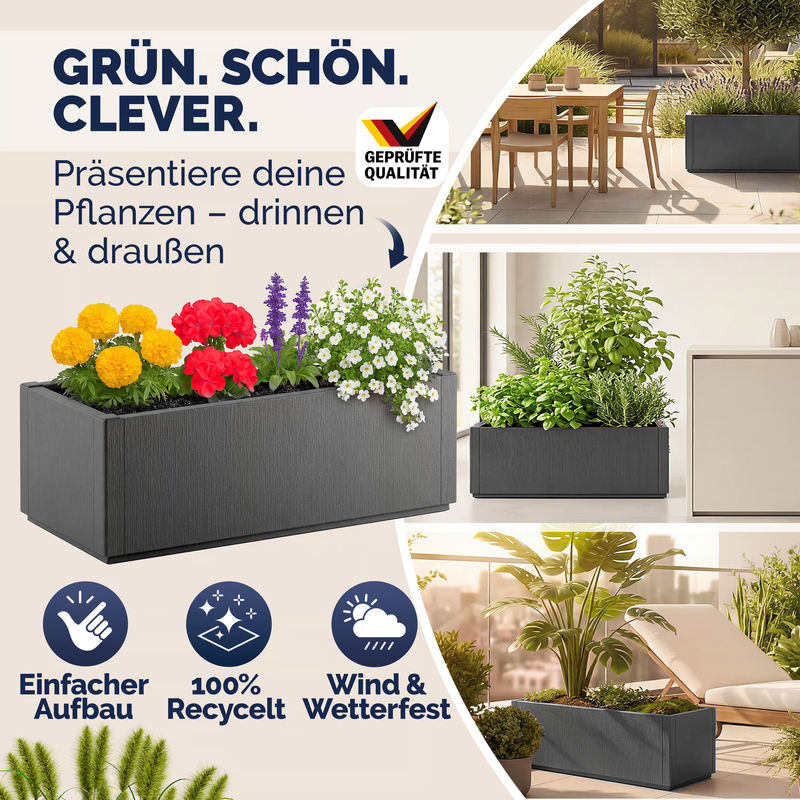 Blumentopf Ethica Anthrazit aus Kunststoff, B/T/H: 80 x 36 x 36 cm - Bild 4