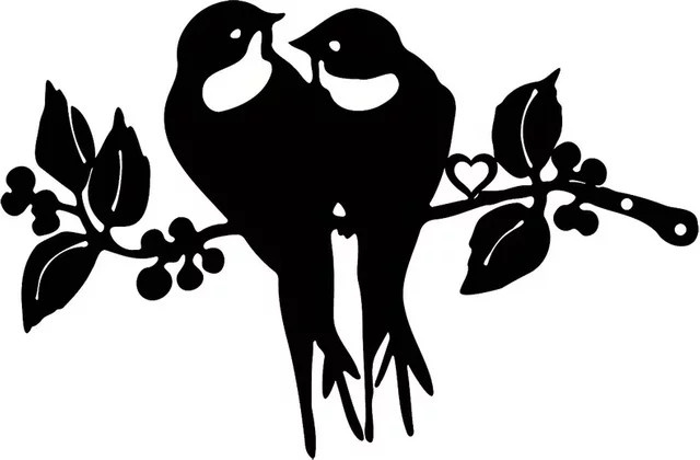 CIFBUY Metall Wandkunst Silhouette Zwei Vögel auf Zweig in Schwarz zur Dekoration für Garten und Terrasse - Bild 1