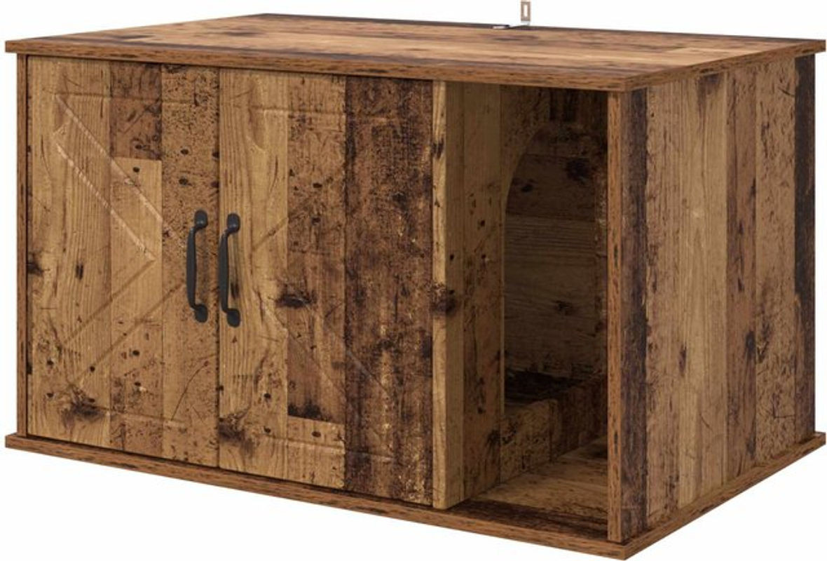 Katzenhaus aus Altholz von vidaXL in Braun, H x B x T: 85 x 55 x 50 cm - Bild 1