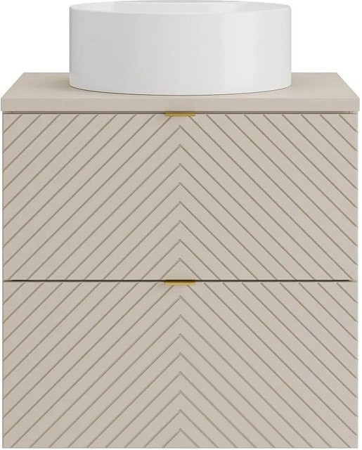 Dorioni Einzelwaschtisch in Beige mit Chevron-Muster, Breite: 60 cm, Tiefe: 46 cm, Höhe: 61,6 cm - Bild 1