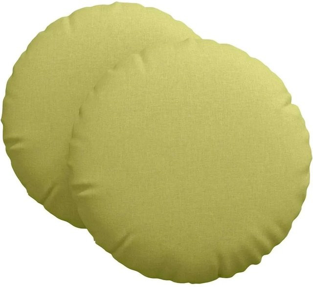 vidaXL Sitzkissen 2er Set Hellgrün rund aus Polyester mit abnehmbarem Bezug Durchmesser: 80 cm, Höhe: 29 cm - Bild 1