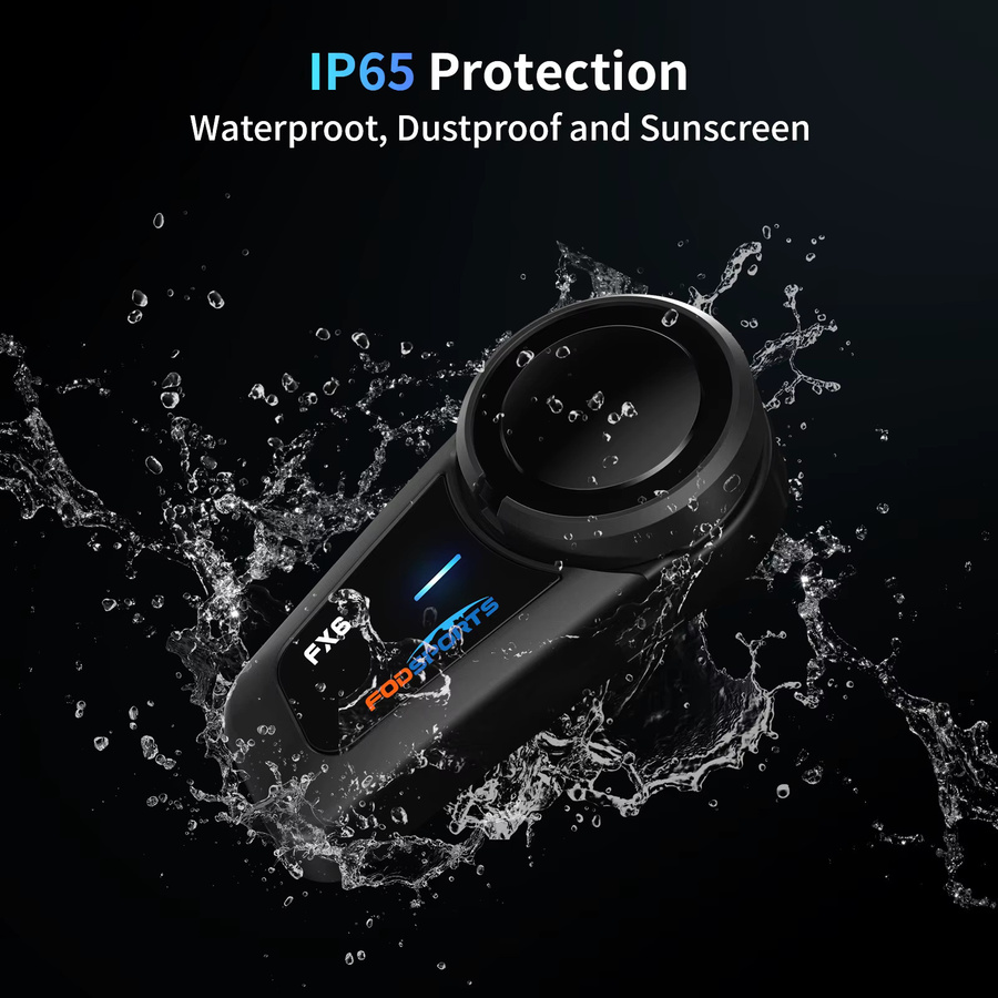 Fodsports FX6 Bluetooth-Gegensprechanlage für Motorradhelme mit FM-Radio und Micro-5P-Schnittstelle in Schwarz - Bild 4