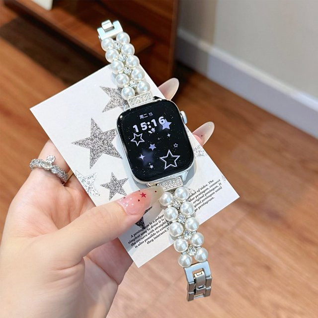 FancyWrist Armband für Apple Watch, Perle, Diamant, Silber, Damen - Bild 1