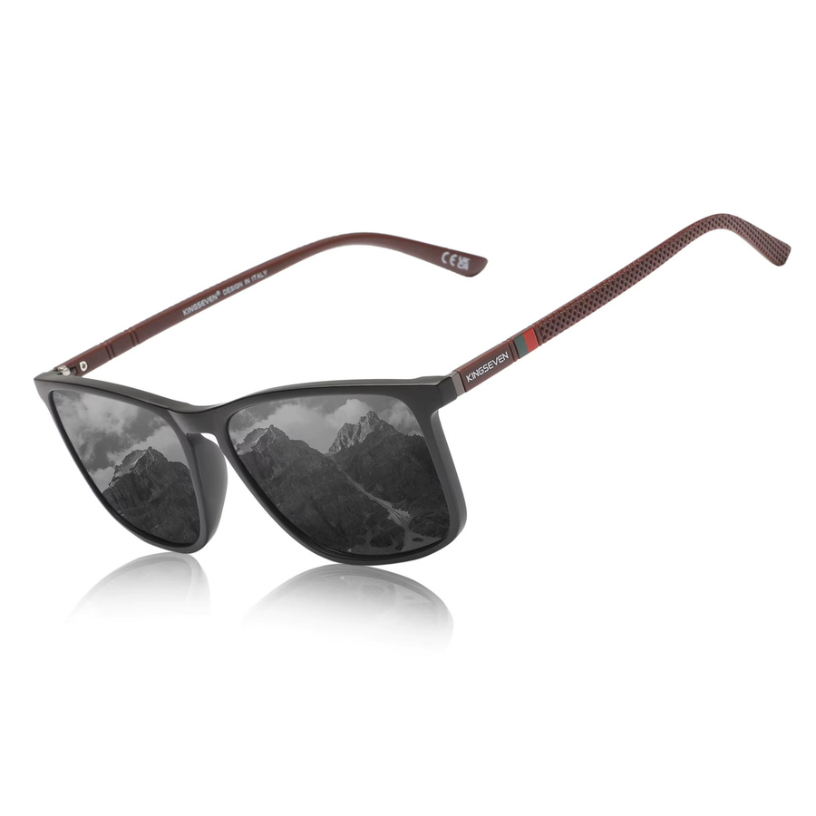 KINGSEVEN Sonnenbrille, Rechteck, Vollrand, TR90, Schwarz, Unisex, polarisiert - Bild 2