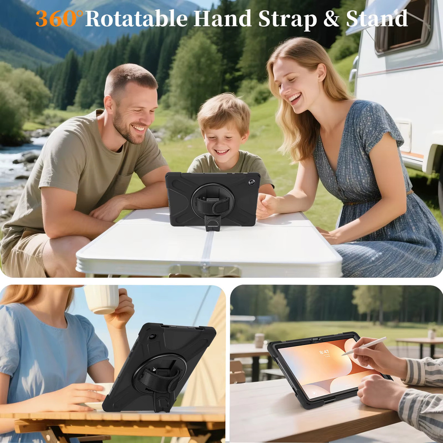 AJIUYU 360 Grad Drehbare Schutzhülle für Samsung Galaxy Tab A11 Plus 11 Zoll SM-X230 SM-X235 SM-X236B und Tab A9 8.7 Plus in Schwarz - Bild 3