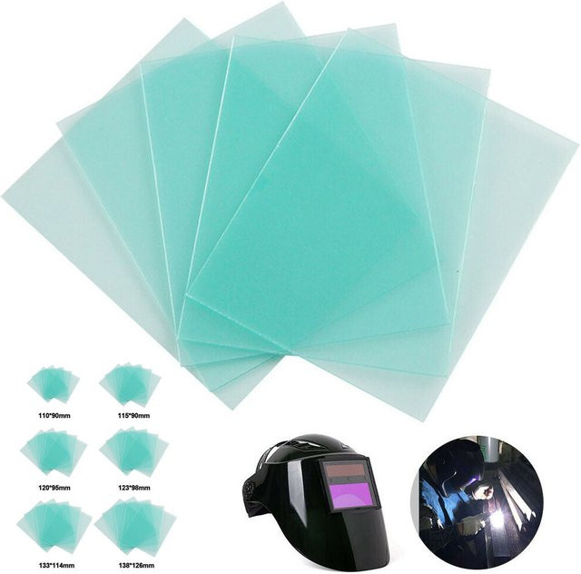 10er Set Schweißersatzlinsen in Grün und Transparent als Schutzabdeckung für Schweißmasken und Helme - Bild 1
