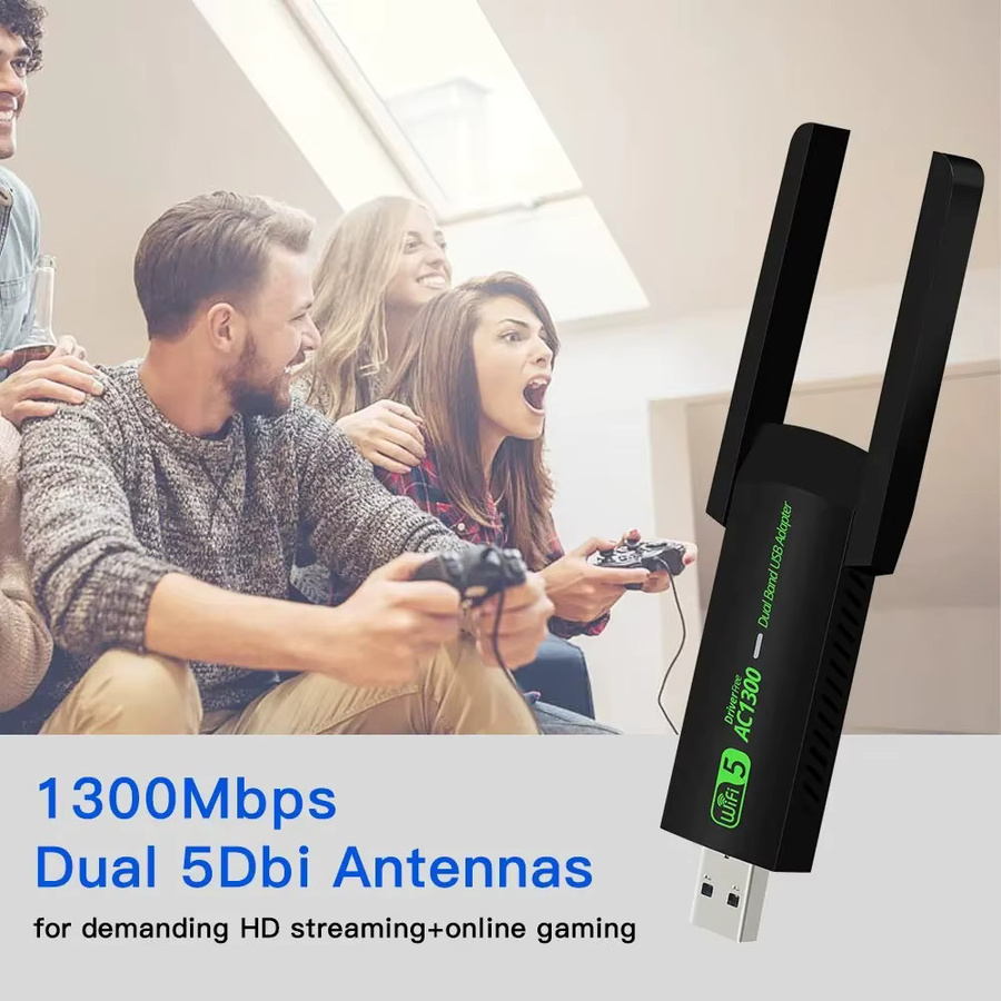 Kebidumei USB 3.0 WiFi Adapter mit Bluetooth 4.2, Dual Band 2,4G/5GHz, 1300Mbps Netzwerkkarte in Schwarz - Bild 5