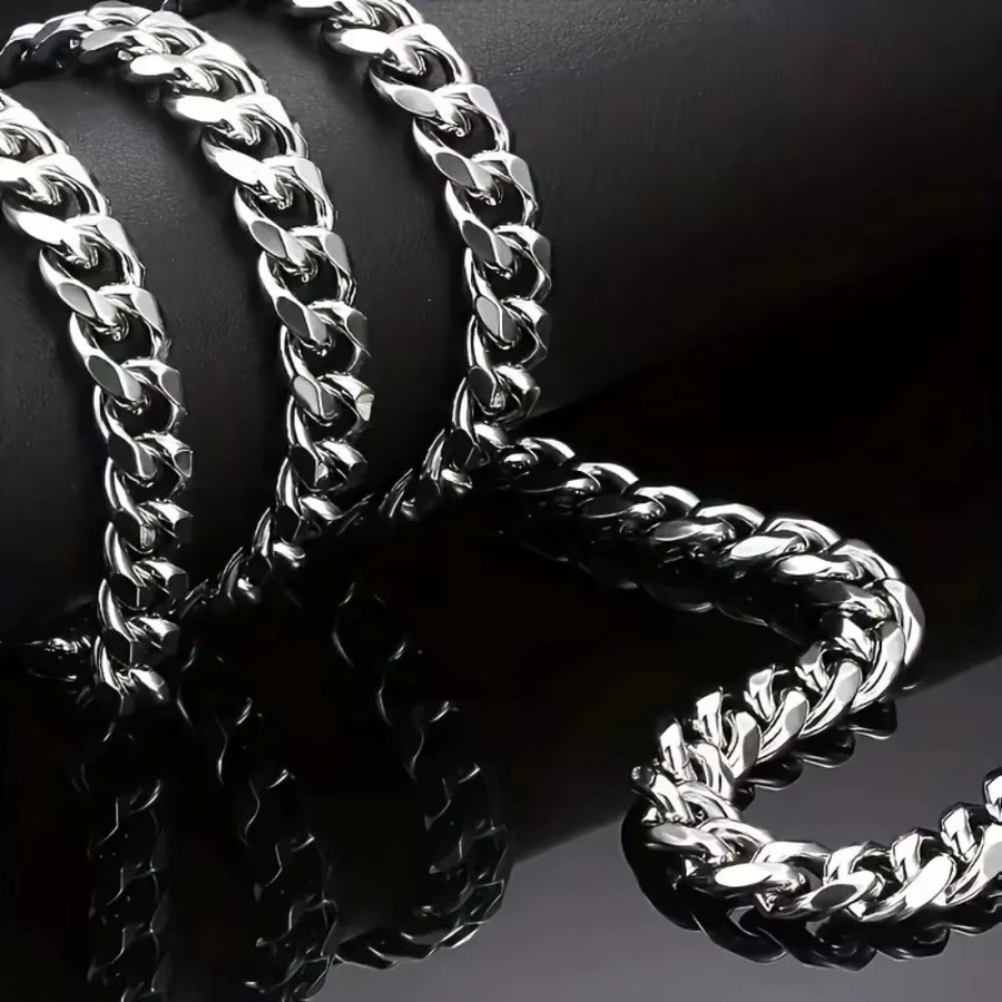 Halskette Edelstahl, Silber, 9mm, Unisex - Bild 5
