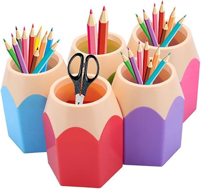 5er-Pack dekorative Stifthalter aus Kunststoff in Multicolour für Schule, Büro und Zuhause - Bild 1