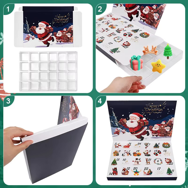 24Grids Weihnachts-Adventskalender aus Papier in Blau, DIY befüllbare Überraschungsboxen für Kinder, B/T/H: 21,0 x 30,0 x 21,0 cm - Bild 6
