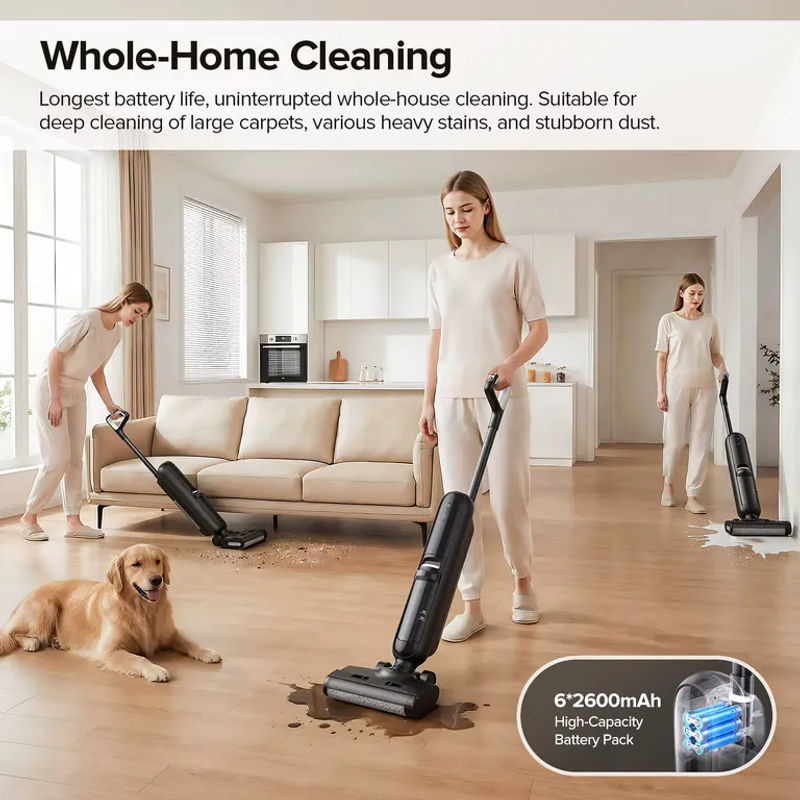 Lubluelu Kabelloser Nass-Trocken-Staubsauger mit Wischfunktion in Schwarz mit Kantenreinigung, Selbstreinigungsfunktion und Smart-Home-Integration - Bild 2