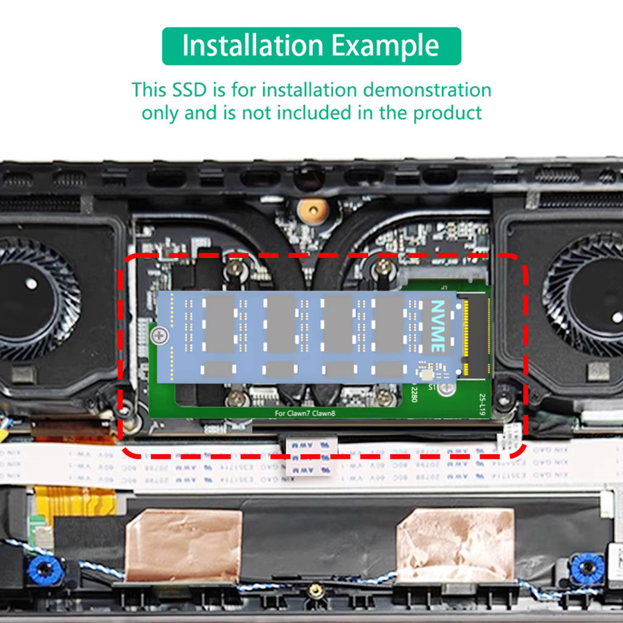 MSI Claw 7 Claw 8 8AI Konvertierungs-Adapterkarte für 2230 auf 2280 NVMe M.2 PCIe 4.0 SSD 90 Grad Erweiterungsplatine - Bild 2