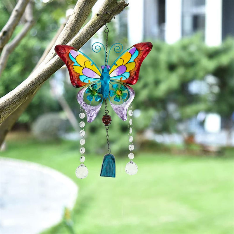 CosyHome Windspiel Schmetterling aus Metall und Kristall in Mehrfarbig als hängendes Ornament im Bohemian Stil - Bild 2