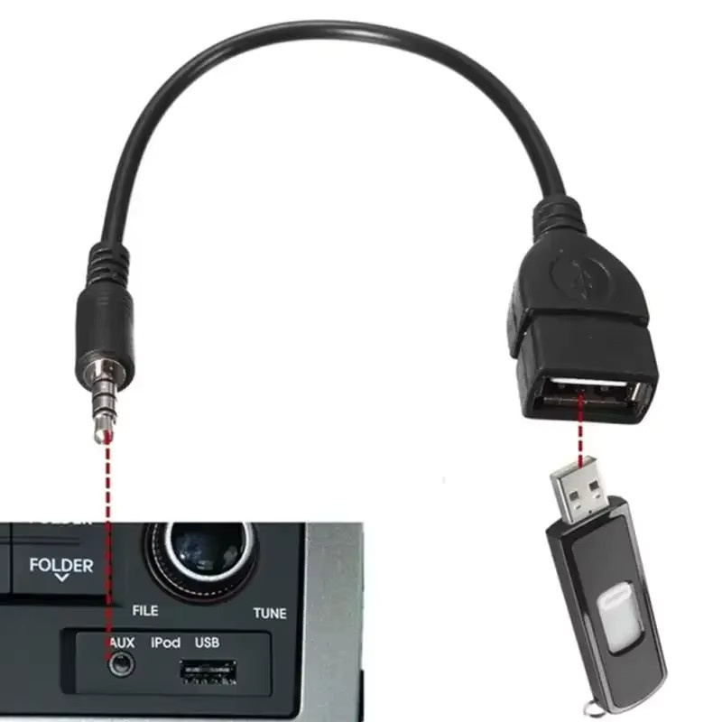 QXNY 3,5mm AUX-Konverter-Adapterkabel in Schwarz für Land Rover Range Rover Sport Evoque Freelander 2 und Jaguar XE XJ XJL XF - Bild 2