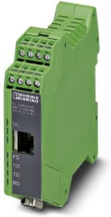 Phoenix Contact FL COMSERVER UNI 232/422/485 Schnittstellenwandler mit 1 Ethernet/LAN Port und 24 V/DC Betriebsspannung in Grün - Bild 1