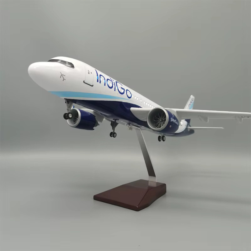 ZOCO A320 Indian Indigo Airlines Passagierflugzeug Modellspielzeug, Maßstab 1:80, mit Rädern und Lichtern, ab 14 Jahren - Bild 2