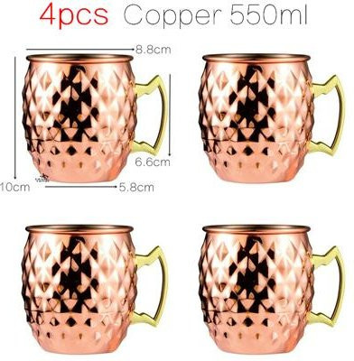 4er-Set Moscow Mule Kupferbecher aus Edelstahl in Gold, 550 ml pro Becher - Bild 1