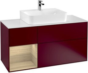 V&B Waschtischunterschrank Finion in Weiß Hochglanz mit linkem Regal, Breite: 120 cm, Tiefe: 50,1 cm, Höhe: 50,1 cm - Bild 1