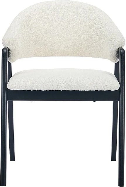 Vente-unique Stuhl Soluna in Weiß mit Bouclé-Stoff und Gummibaumholz, Modern - Bild 1