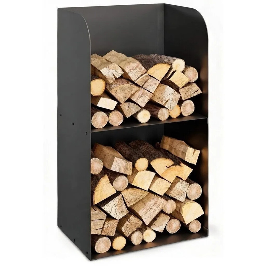 BLACK OAK Kaminholzregal YOSEMITE – Modernes, freistehendes Holzregal aus pulverbeschichtetem Metall in Schwarz für den Innenbereich - Bild 2