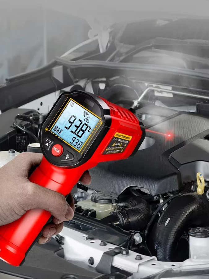 ANENG Infrarot-Thermometer TH202 Digitales Laser-Temperaturmessgerät mit LCD-Display in Schwarz-Rot für Messbereiche von -50 bis 600 ℃ - Bild 6