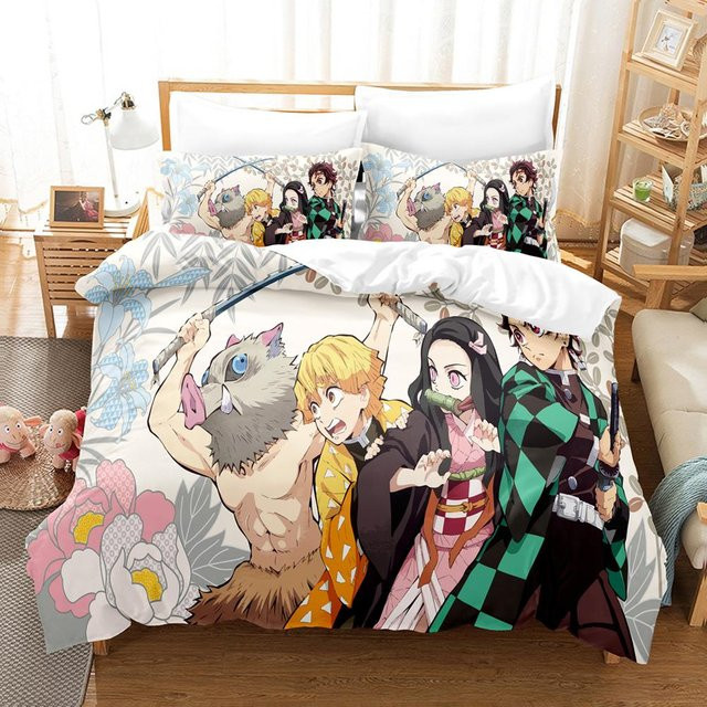Anime Demon Slayer Bettwäsche Kamado Nezuko Design für Teenager aus Mikrofaser, Mehrfarbig, B/H: 70 x 133 cm - Bild 1