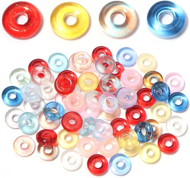 Louleur Glasperlen, Donut-förmig, bunt, 10 mm, 50 Stück - Bild 1