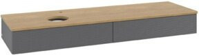V&B Waschtischunterschrank Antao mit Frontstruktur in Eiche Honig, Wandhängend, Breite: 160 cm, Tiefe: 50 cm - Bild 1