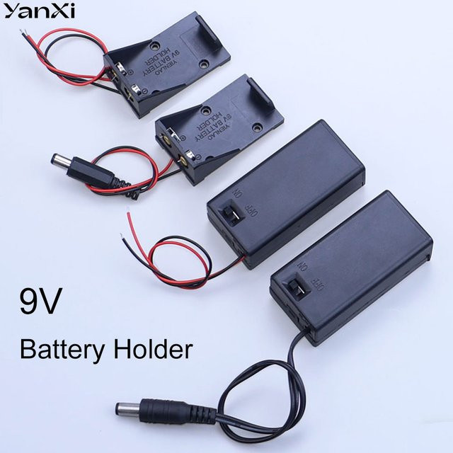 Yanxi 9V Batteriehalter in Schwarz mit Kabelanschlüssen, DC-Stecker und EIN/AUS-Schalter für deine DIY-Projekte - Bild 1