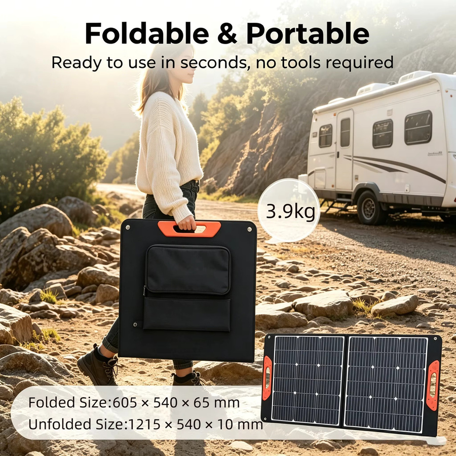JINGYANGPV Tragbares faltbares Solarpanel mit ETFE-Technologie, 35W bis 100W, Schwarz, mit USB-A und USB-C Schnellladefunktion für Camping und Wohnmobil - Bild 5