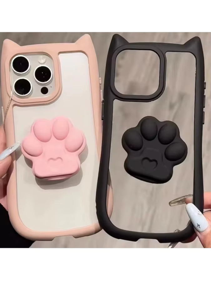 Stoßfeste AKABEILA Katzen-Ohr Handyhülle aus weichem TPU für iPhone, erhältlich in Blau und Pink - Bild 3