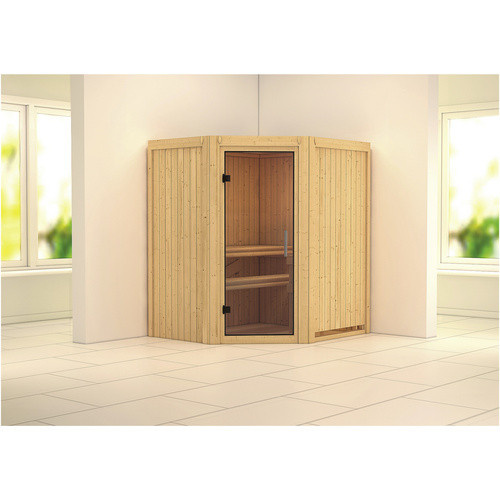 Karibu Sauna Tuckum für 3 Personen aus Fichtenholz in Beige ohne Ofen B: 198 cm, T: 170 cm, H: 151 cm - Bild 2