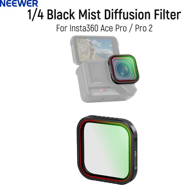 NEEWER Black Mist Diffusion Filter 1/4 für Insta360 Ace Pro und Ace Pro 2 Action Camera aus HD-Optischem Glas in Schwarz - Bild 1