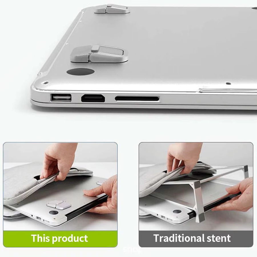 TISHRIC Verstellbarer und zusammenklappbarer Mini-Laptop-Ständer für MacBook, Huawei, Samsung, Xiaomi, Dell und ASUS in Schwarz oder Silber - Bild 2
