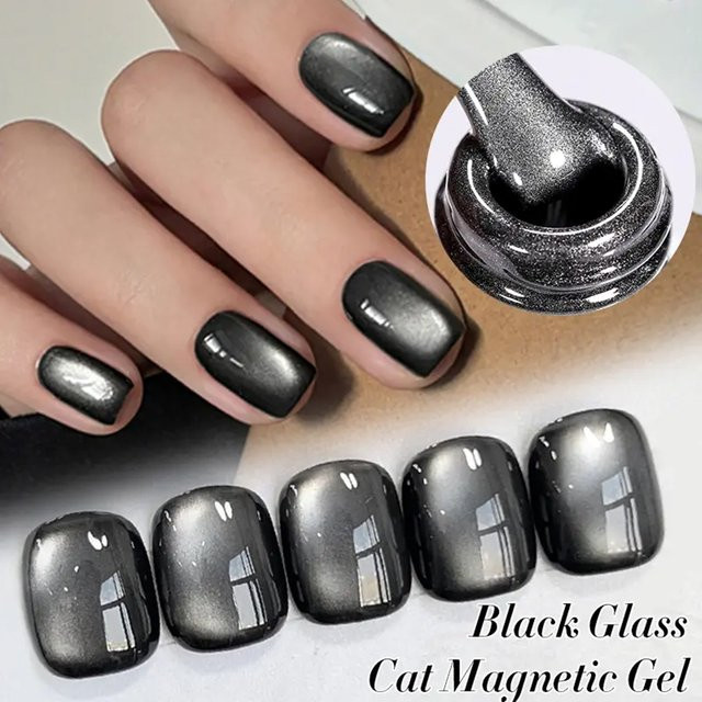 MISS SHAKA Black Crystal Cat Magnetisches Gel, Glitzer-Nagellack, Black - Bild 1