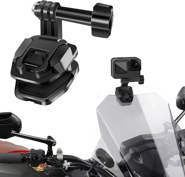 Motorrad-Windschutzscheibenhalterung aus Aluminiumlegierung für GoPro Hero 13, 12 und 11 in Schwarz - Bild 1