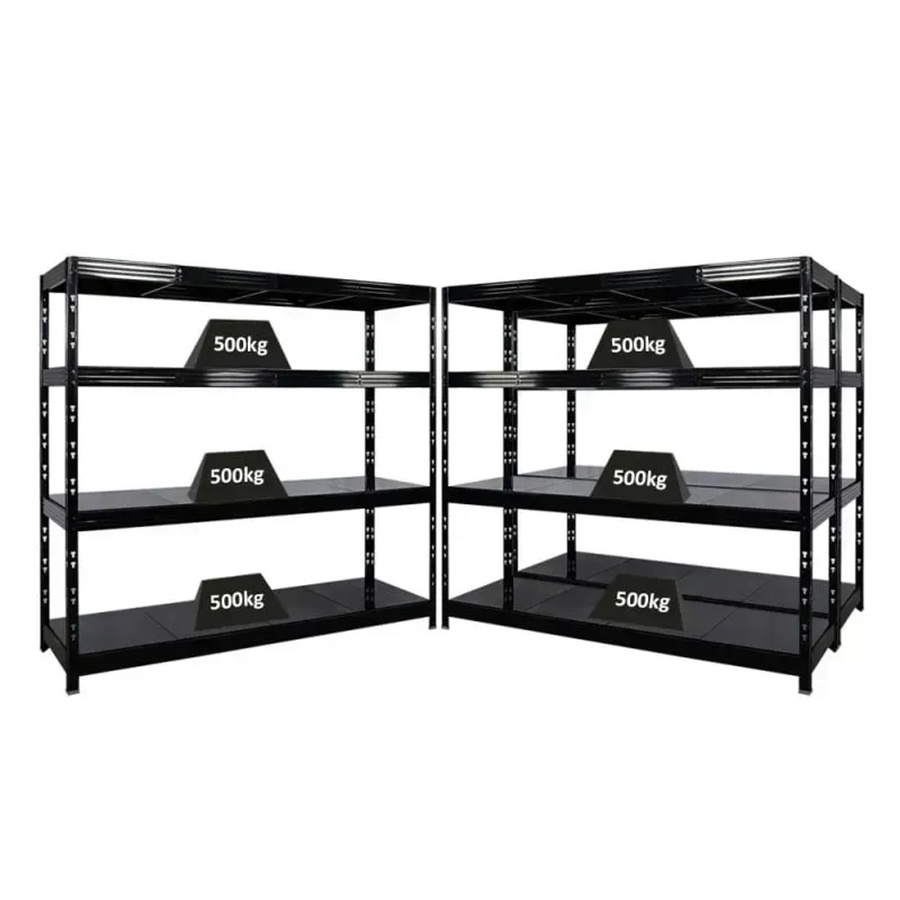 PROREGAL Rhino Schwerlastregal Set aus 3 Stück, Schwarz, 4 Stahlplatten-Ebenen, Fachlast 500kg, B/H/T: 200 x 180 x 60 cm - Bild 2