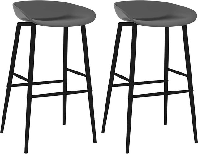 vidaXL Barhocker 2er Set in Grau und Schwarz aus Metall und Kunststoff für die Küche - Bild 1
