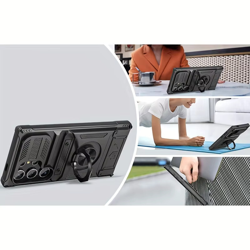 Handyhülle mit verstecktem Dual-Kartenfach für Samsung Galaxy S26 S25 S24 S23 Ultra Plus FE A56 A55 A36 A35 A26 A25 A16 A15 in Schwarz und Lila - Bild 4