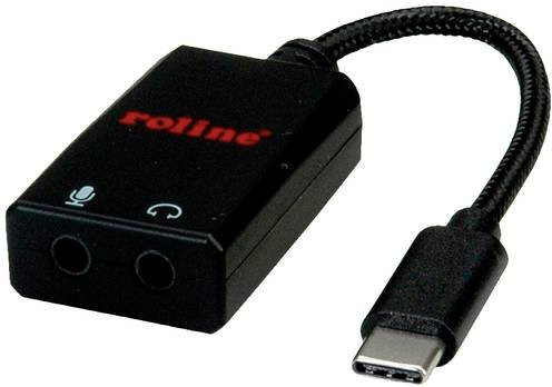 Roline USB-C auf 3,5 mm Klinke Adapter in Schwarz, Länge: 0,13 m - Bild 1