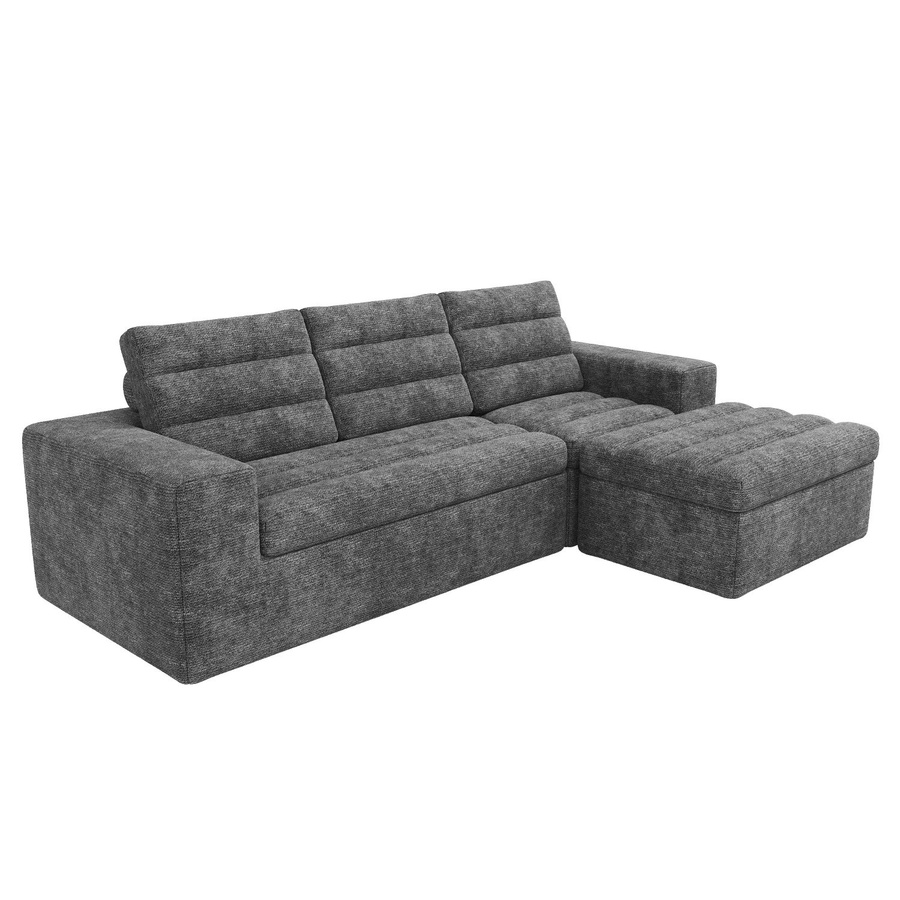 Merax Cloud L-Form Ecksofa aus Chenille in Hellgrau, modulares Polstersofa mit Sitzkissen - Bild 2