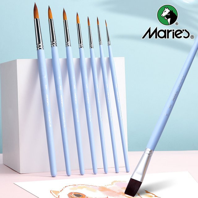 Marie's Aquarellpinsel-Set mit runder Spitze aus Nylonhaar in Blau für Acryl und Gouache - Bild 1