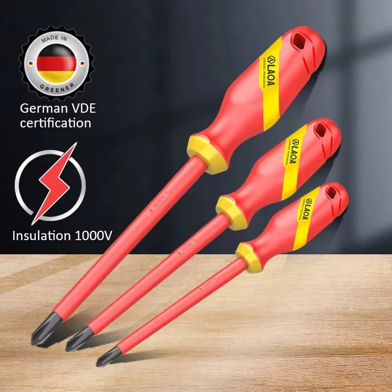 LAOA 6/8-teiliges Isoliertes Phillips-Schraubendreher-Set aus Legierungsstahl in Rot mit Magnetkopf - Bild 3