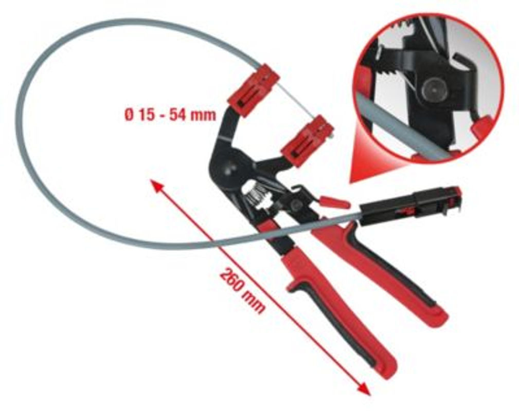 KS Tools Schlauchschellenzange mit Bowdenzug aus gehärtetem Stahl in Rot, Länge: 730 mm - Bild 2