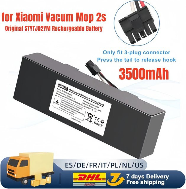 Aleaivy Ersatzakku 3500 mAh 14,4 V Schwarz für Mi Robot Vacuum-Mop 2S STYTJ02YM und Xiaomi Mijia LDS Staubsauger - Bild 1