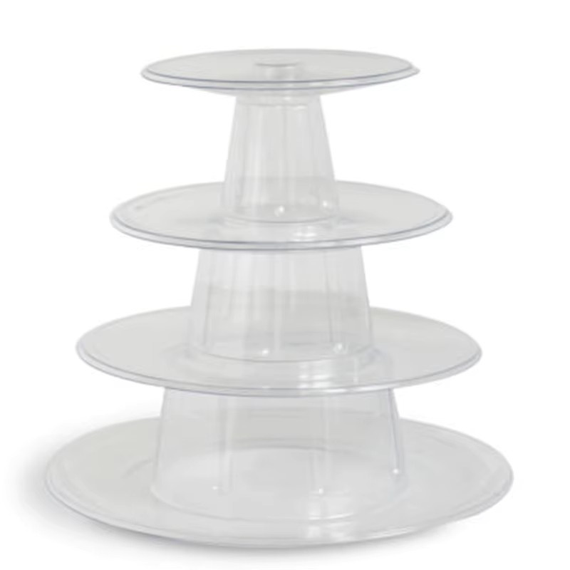 Transparenter 4-stufiger Makronen-Ausstellungsständer aus Acryl, runder Präsentationsständer für Hochzeit und Geburtstag, Durchmesser: 26,0 cm, Höhe: 26,0 cm - Bild 4
