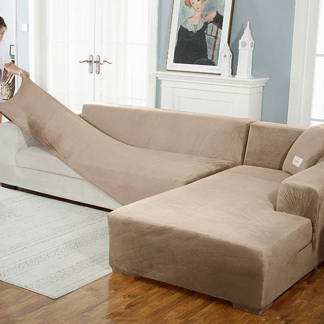 Elastischer Luxus-Samt-Sofabezug für 1-Sitzer in Kamelfarben, haustierfreundlicher Sessel-Überwurf mit Staubschutz, Breite: 90-140 cm - Bild 1
