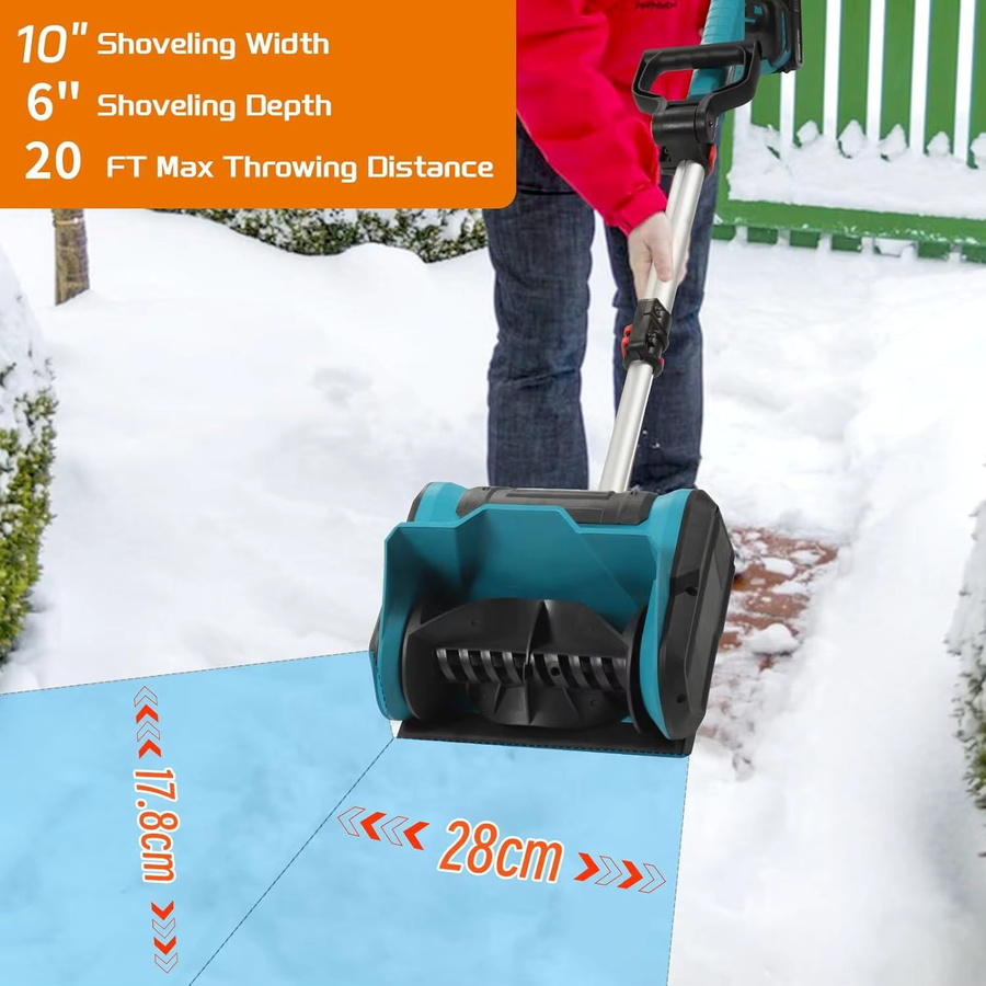 Elektrische Schneeschaufel mit 10 Zoll für Makita LXT Akku, inklusive Teleskopstange und verstellbarem Vordergriff - Bild 2